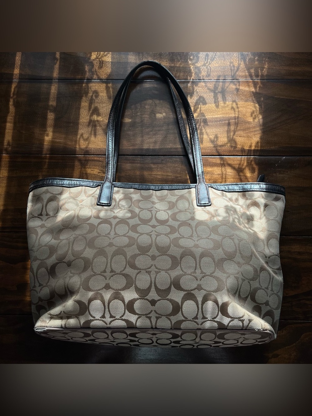 Coach Signature Legacy Weekend Medium Zip Top Tote Bag